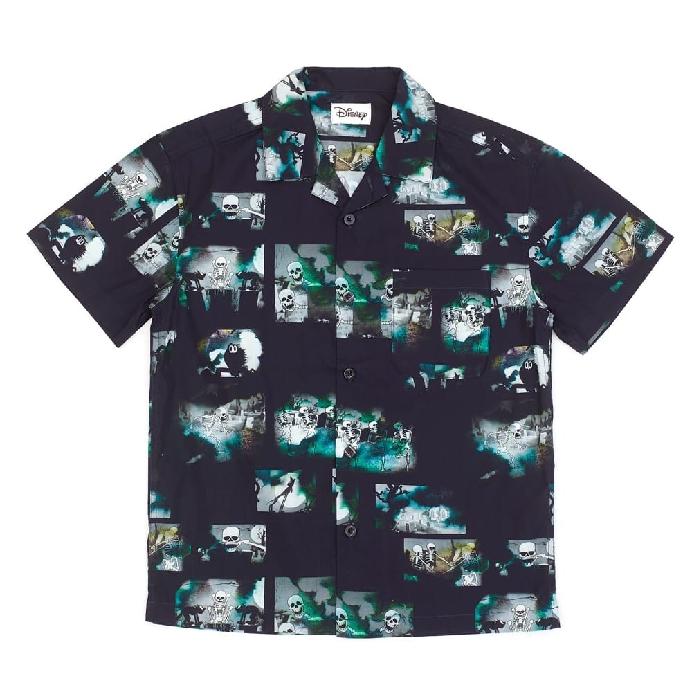 Disney Store Silly Symphony The Skeleton Dance Button Up Short Sleeve Shirt NWT